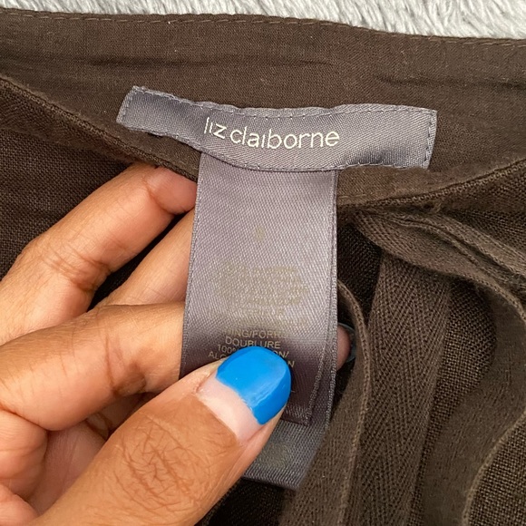 Vintage Liz Claiborne Midi Linen Brown Skirt - Picture 6 of 9